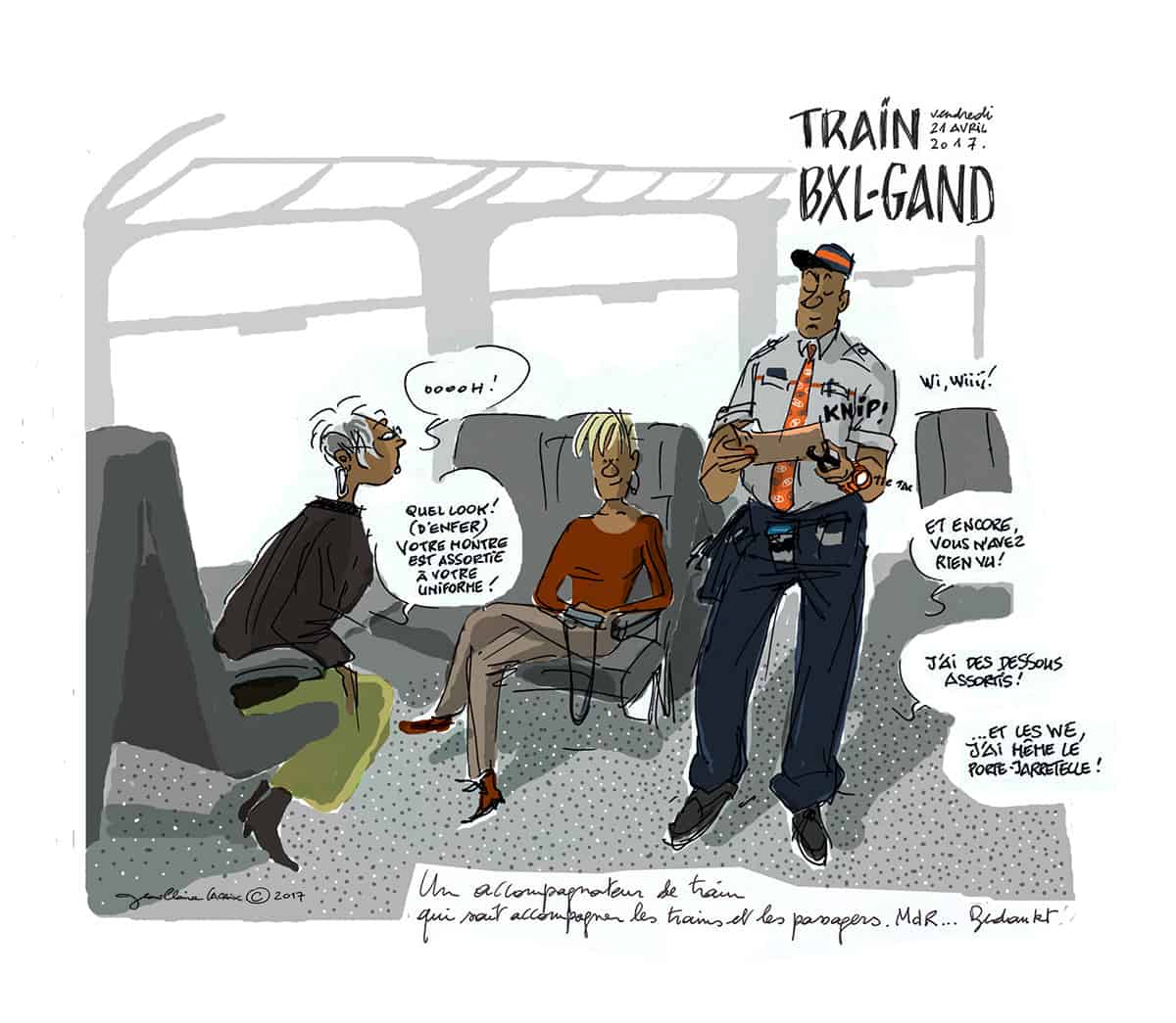 Mes petits Moleskines – Contrôleur sur le train Bruxelles-Gand – Jean-Claire Lacroix